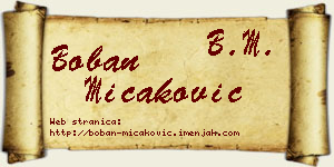 Boban Micaković vizit kartica